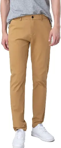 修身卡其色棉布褲